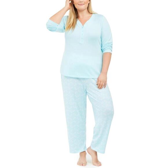 Charter Club Womens Plus Size Henley Top & Printed Pants Pajama Set Size 2X - Picture 1 of 1